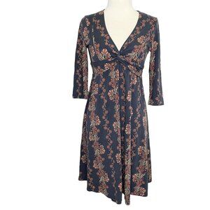 Patagonia Women's S Organic Cotton Winnow Dress Twist Front V-neck Floral Print